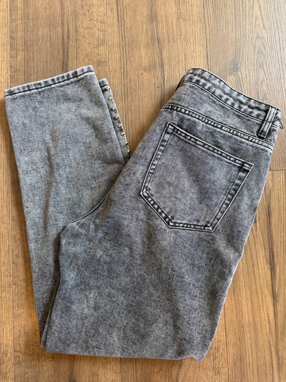 Nasty Gal Faded Black Silver Stud Mom Jeans Size US 10/EUR 42